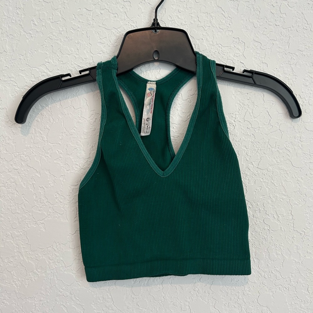 Intimately Free People Green Ribbed Bra